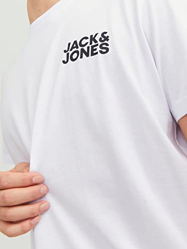 Jack & Jones Jjecorp Logo Tee Ss O-neck Noos Camiseta Cuello Redondo, White Fit:slim/Small Print/Black, L para Hombre