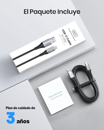 INIU Cable USB A USB C, [2m] QC 3,0 y 3,1A Cable USB C Carga Rapida, Aleación Trenzado de Nylon Cable USB Tipo C Cargador Compatible con iPhone 16 15 Pro Samsung S21 Huawei Xiaomi Pixel ECC.