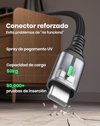 INIU Cable USB A USB C, [2m] QC 3,0 y 3,1A Cable USB C Carga Rapida, Aleación Trenzado de Nylon Cable USB Tipo C Cargador Compatible con iPhone 16 15 Pro Samsung S21 Huawei Xiaomi Pixel ECC.