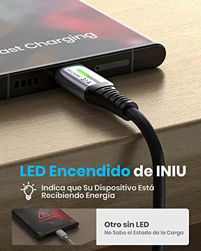 INIU Cable USB A USB C, [2m] QC 3,0 y 3,1A Cable USB C Carga Rapida, Aleación Trenzado de Nylon Cable USB Tipo C Cargador Compatible con iPhone 16 15 Pro Samsung S21 Huawei Xiaomi Pixel ECC.