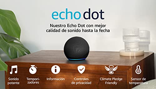 Echo Dot (Última generación) | Altavoz inteligente wifi y Bluetooth con Alexa, con sonido más potente y de mayor amplitud | Antracita