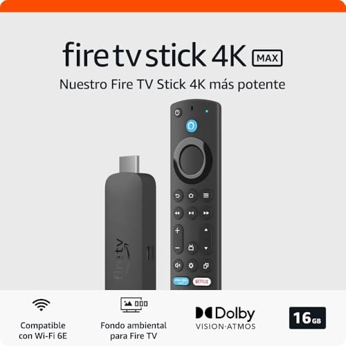 Amazon Fire TV Stick 4K Max (Última generación) | Dispositivo de streaming compatible con Wi-Fi 6E y fondo ambiental