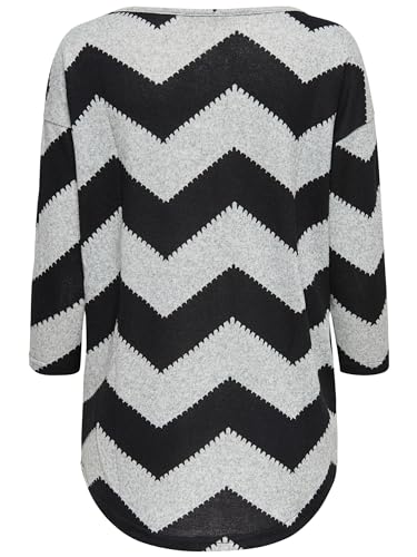 Only Printed 3/4 Sleeved Top Suéter, Multicolor (Light Grey Melange/Aop W/Black Zigzag), M Mujer