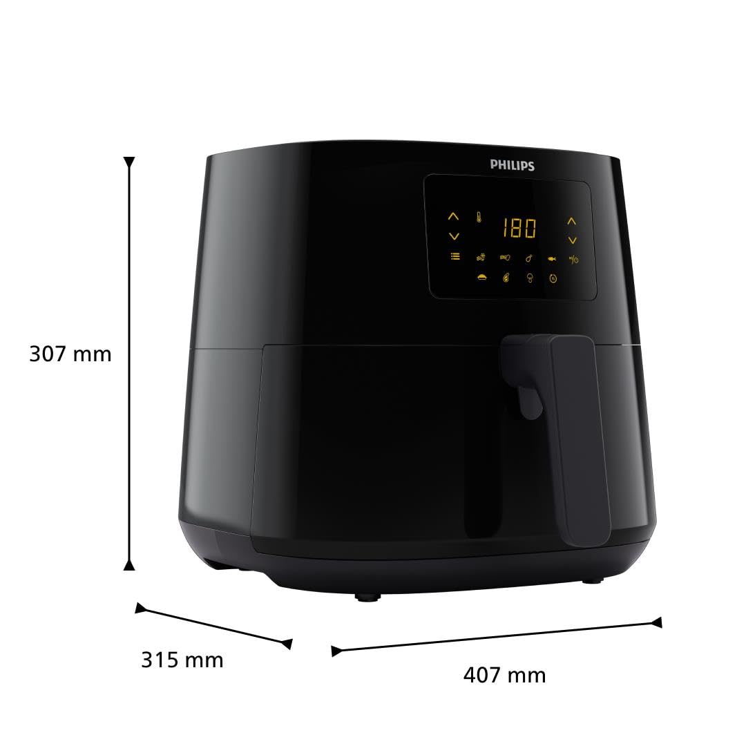 Philips Airfryer 3000 Series XL - Tecnología RapidAir, cocina con hasta un 90% menos de grasa, capacidad de 1,2 kg, tamaño de 6,2 L, pantalla táctil, color negro (HD9270/90)