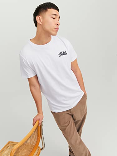 Jack & Jones Jjecorp Logo Tee Ss O-neck Noos Camiseta Cuello Redondo, White Fit:slim/Small Print/Black, L para Hombre