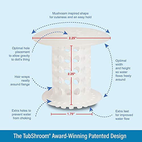 TubShroom Revolutionary Tub Drain Protector Hair Catcher/Strainer/Snare, Clear 2 Count