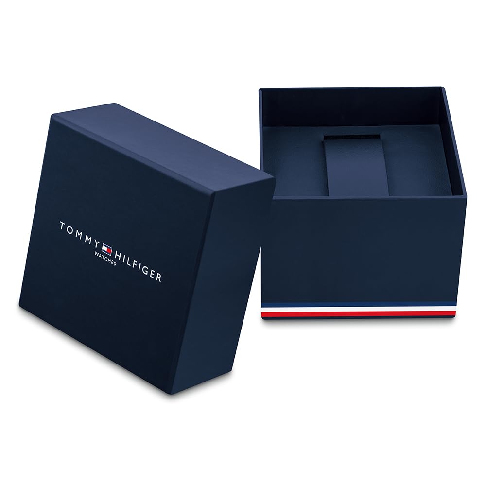 Tommy Hilfiger Reloj Analógico Multifuncional de Cuarzo para Hombres con Correa de Silicona, Acero Inoxidable o Cuero, Subesferas para Día y Fecha, Resistente al Agua hasta 5ATM.