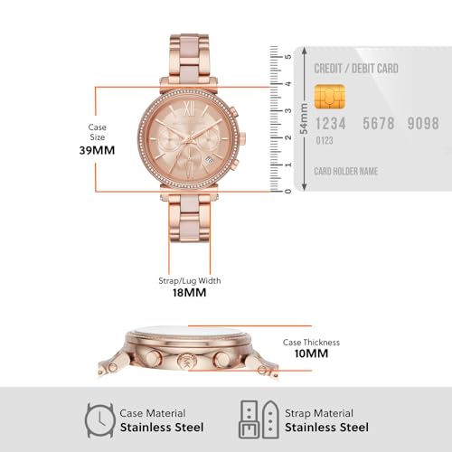 Michael Kors Women's Sofie Chronograph Rose Gold-Tone Stainless Steel Watch MK6560