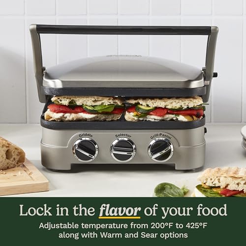 Cuisinart Panini Press, Stainless Steel Griddler, Sandwich Maker & More, 5-IN-1, GR-4NP1