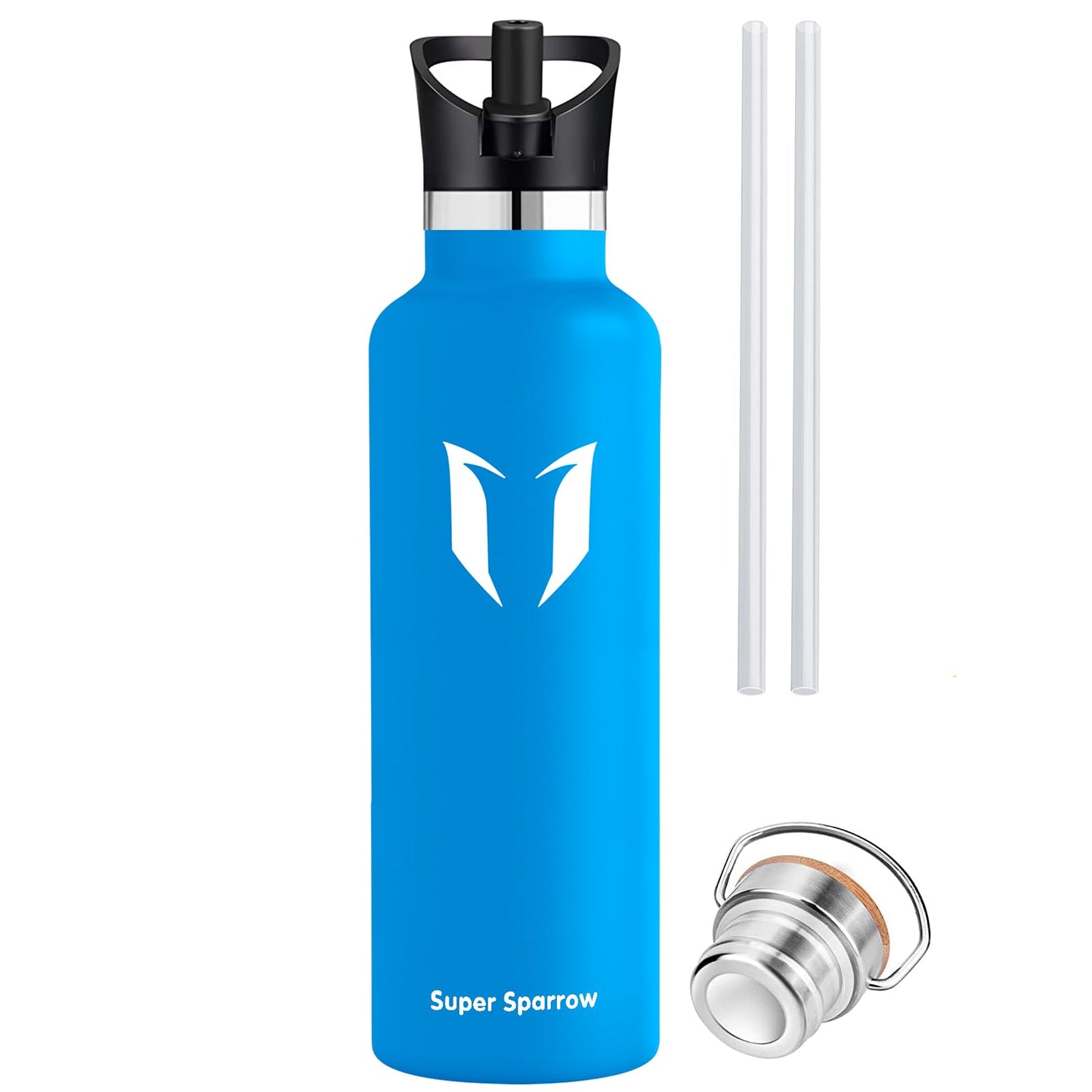 Super Sparrow Botella Agua Acero Inoxidable - Botella Agua Niños - 1L - Botella Termica Boca Estándar - Sin BPA, para Niños & Adultos, Deporte, Oficina, Yoga, Ciclismo