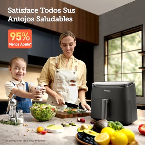 COSORI Freidora de Aire Turbo Blaze™ 6L, Air Fryer 46% Más Rápida con Motor DC, Freidora sin Aceite 9 en 1, con 117 Recetas de Chef, Apta para Lavavajillas, Freír, Hornear, Asar, Deshidratar, 1725W