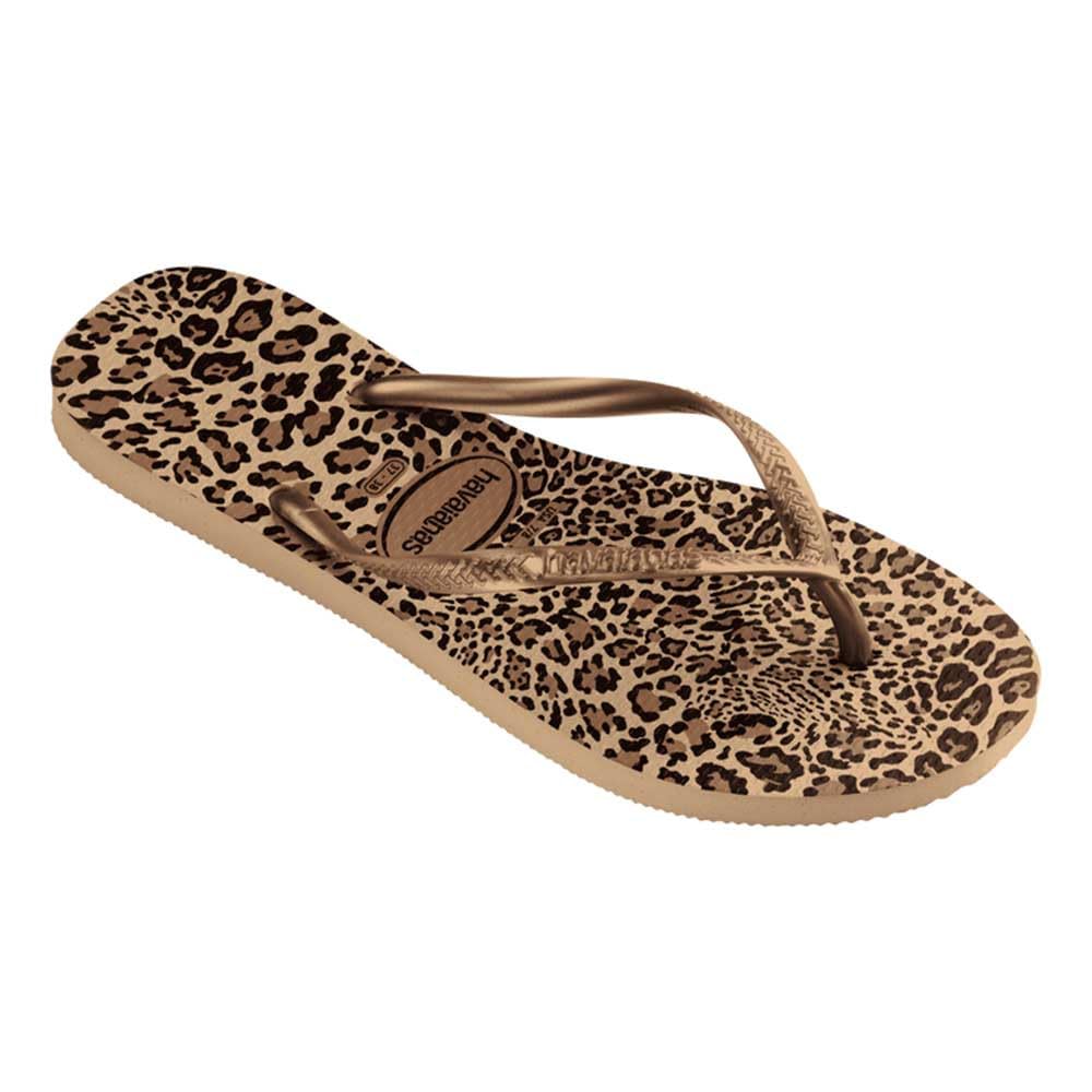 Havaianas Slim Animals, Sandalias Mujer, Sand Grey/Golden, 33/34