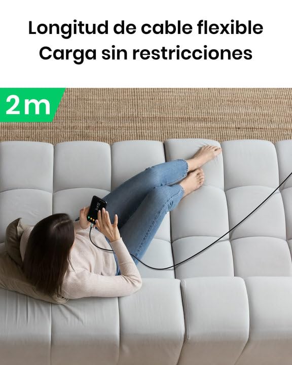 INIU Cable USB A USB C, [2m] QC 3,0 y 3,1A Cable USB C Carga Rapida, Aleación Trenzado de Nylon Cable USB Tipo C Cargador Compatible con iPhone 16 15 Pro Samsung S21 Huawei Xiaomi Pixel ECC.