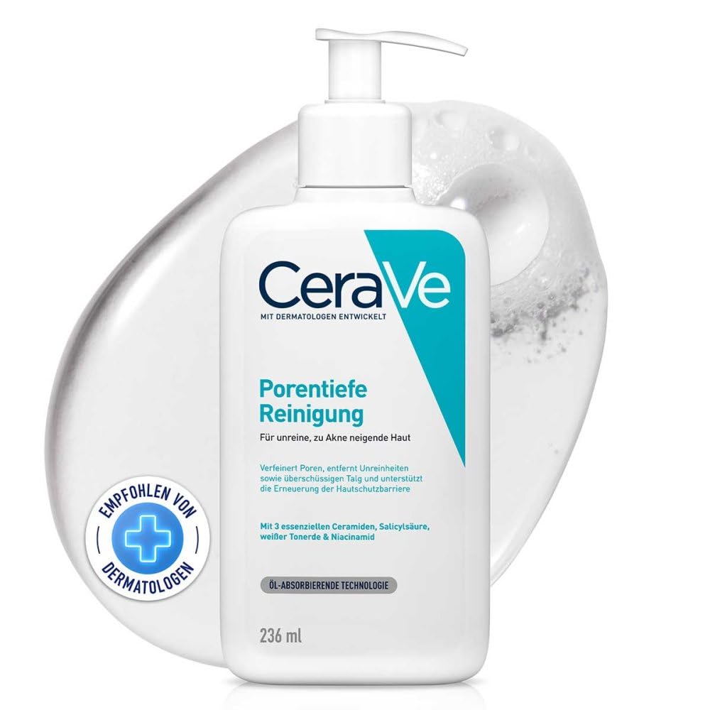 CeraVe Gel Limpiador Control Imperfecciones, Para Piel con Tendencia Acneica y Grasa, Reduce el Acné, los Puntos Negros y Mejora los Poros, Tratamiento en Gel con Ácido Salicílico, 236ml