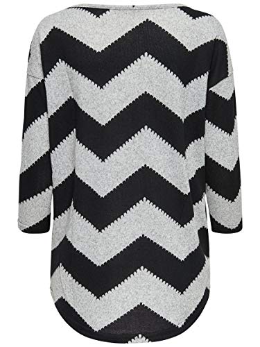 Only Printed 3/4 Sleeved Top Suéter, Multicolor (Light Grey Melange/Aop W/Black Zigzag), M Mujer