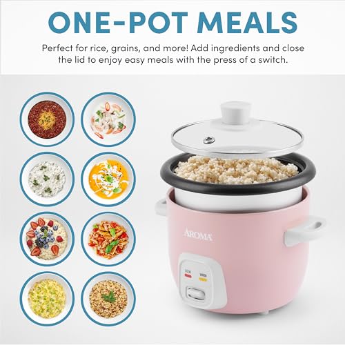 Aroma Housewares 4-Cups (Cooked) / 1Qt. Rice & Grain Cooker (ARC-302NGP), Pink