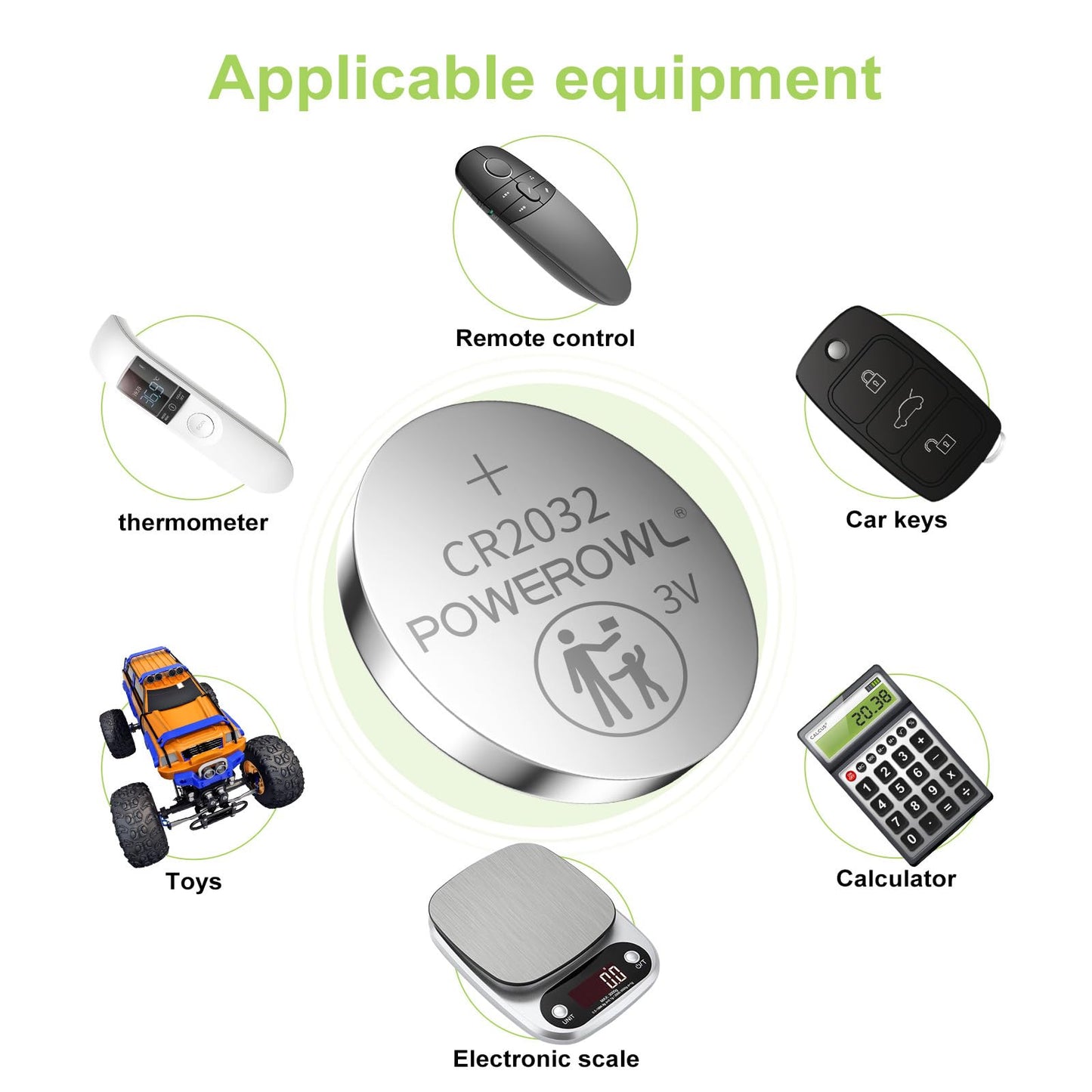 CR2032, POWEROWL 20X Pilas Botón CR2032 de Litio de 3V, DL2032/ KCR2032 / BR2032 / ECR2032 Baterías para Dispositivos Electrónicos