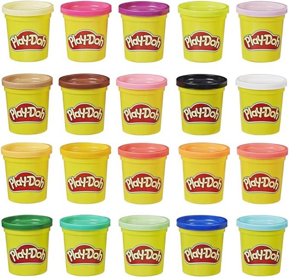 Play-Doh Pack de 20 Botes de Plastilina No Tóxica, Surtido de Colores, Manualidades y Actividades Creativas, Regalo de Navidad y Reyes Magos para Niños y Niñas de 2 Años o Más