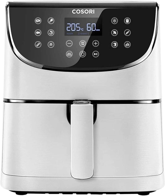 COSORI Freidora de Aire Duradera 5,5L Air Fryer 1700W, Tecnología Rapid Air, 55% Menos Energía, 13 Automáticos Modos,Uso Fácil, LED Panel Táctil, Acero Inox Interior, Hasta 205ºC y 60 Min, Blanca