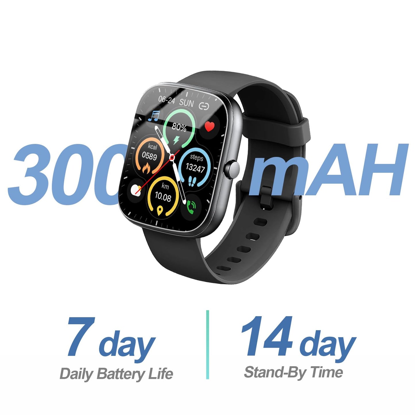 Reloj Inteligente Hombre Mujer, 1.91" HD Smartwatch con Llamadas Bluetooth, Podómetro/Pulsómetro/SpO2/Monitor de Sueño, IP68 Pulsera Actividad con 100+ Modos Deportivos, Smart Watch para Android iOS