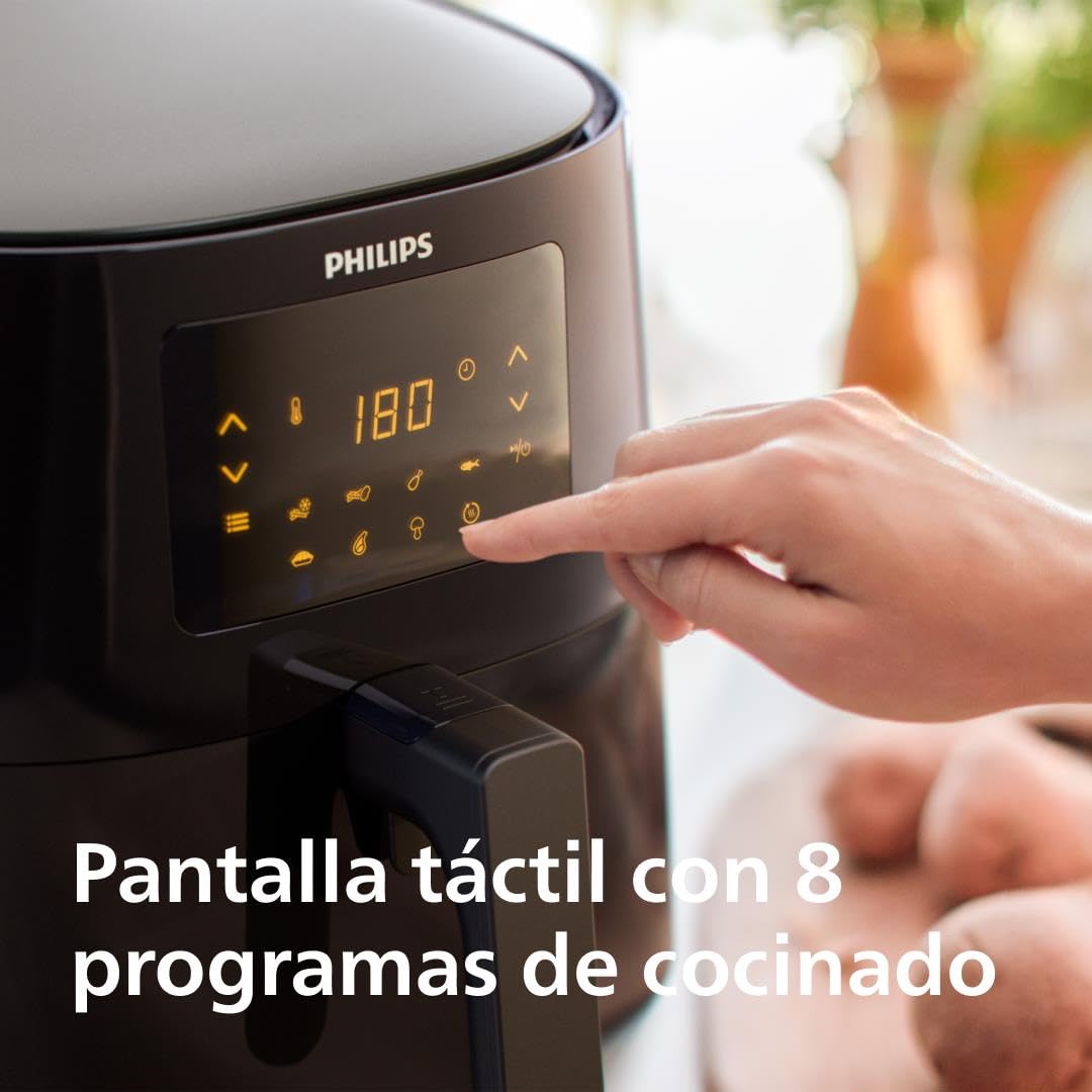 Philips Airfryer 3000 Series XL - Tecnología RapidAir, cocina con hasta un 90% menos de grasa, capacidad de 1,2 kg, tamaño de 6,2 L, pantalla táctil, color negro (HD9270/90)