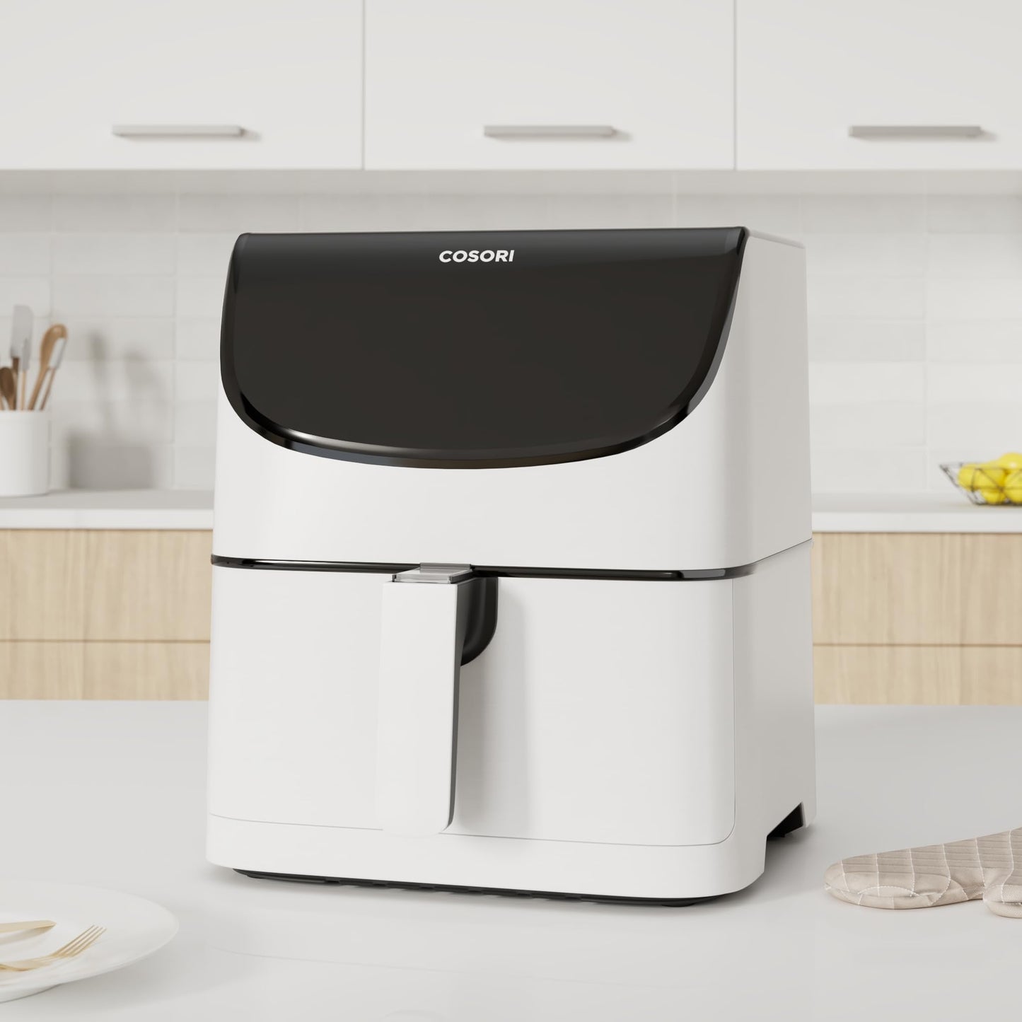 COSORI Freidora de Aire Duradera 5,5L Air Fryer 1700W, Tecnología Rapid Air, 55% Menos Energía, 13 Automáticos Modos,Uso Fácil, LED Panel Táctil, Acero Inox Interior, Hasta 205ºC y 60 Min, Blanca