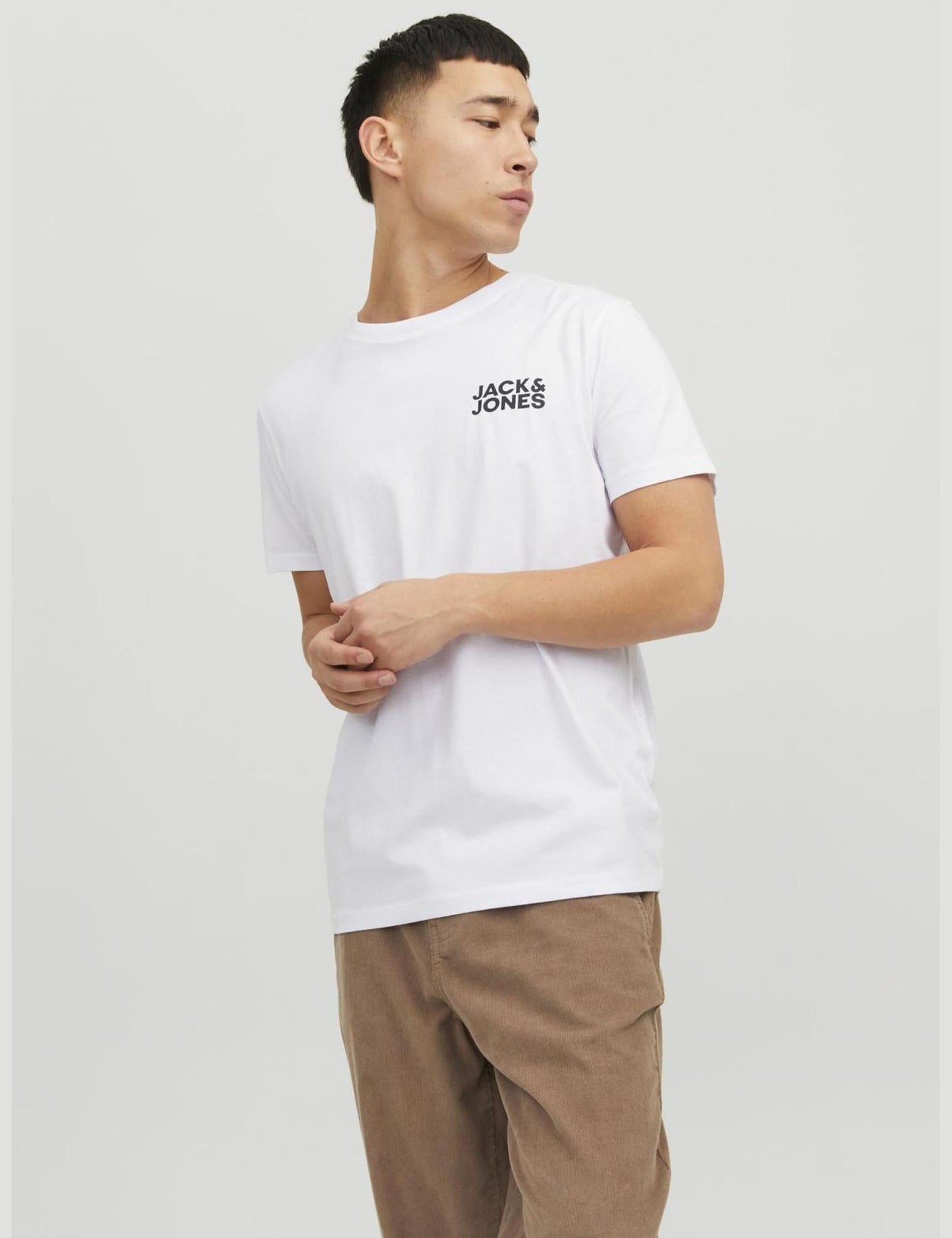 Jack & Jones Jjecorp Logo Tee Ss O-neck Noos Camiseta Cuello Redondo, White Fit:slim/Small Print/Black, L para Hombre