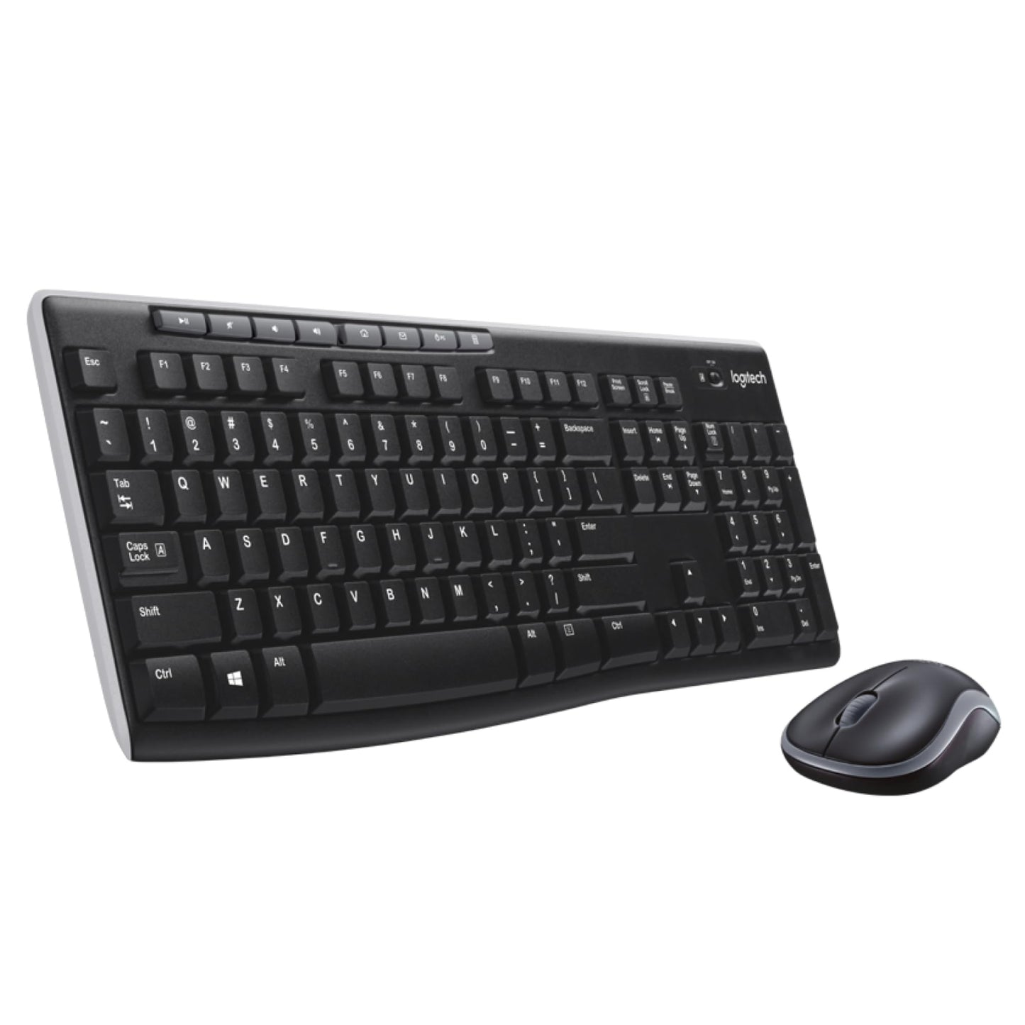 Logitech MK270 Combo Teclado y Ratón Inalámbrico para Windows, 2,4GHz Inalámbrico, Ratón Compacto, 8 teclas multimedia y de acceso directo, 2 años de batería, PC, PC Portátil, QWERTY Español - Negro