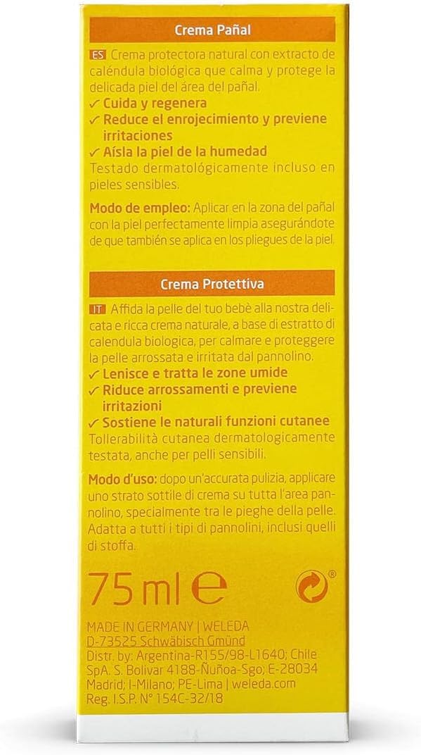 Weleda - Crema Pañal de Caléndula, Calma y Protege el Culito del Bebé, Apto para Pieles Sensibles - 75 ml