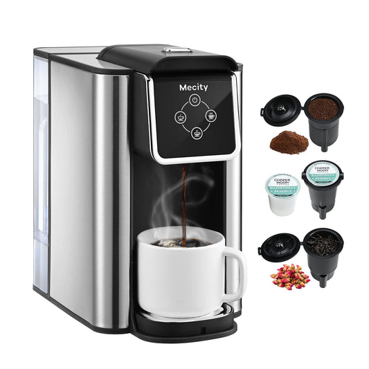 Mecity Coffee Maker 3 in 1 Single Serve Coffee Machine, Compatible with K cup Capsules, Instant Coffee Pot, Tea maker, 6,8,10 Oz Cup, Removable 50 Oz Water Reservoir, 120V 1150W