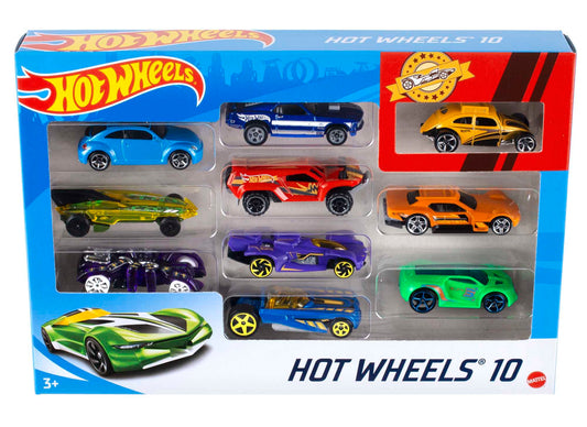 Hot Wheels Pack de 10 Vehiculos, Coches de Juguete (Modelos Variados) (Mattel 54886)