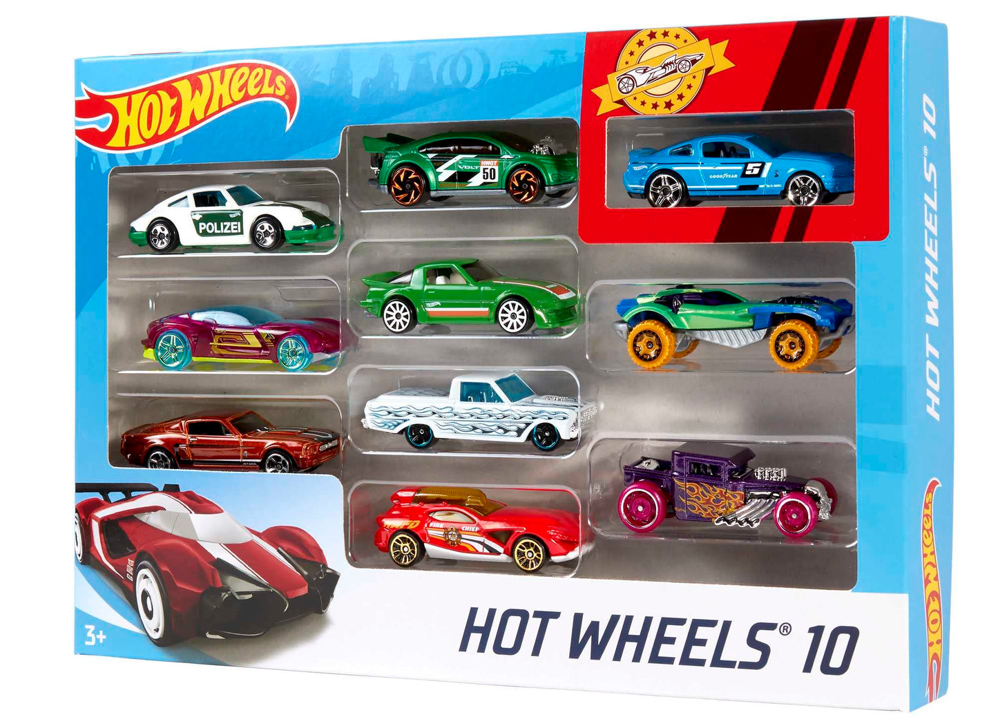 Hot Wheels Pack de 10 Vehiculos, Coches de Juguete (Modelos Variados) (Mattel 54886)