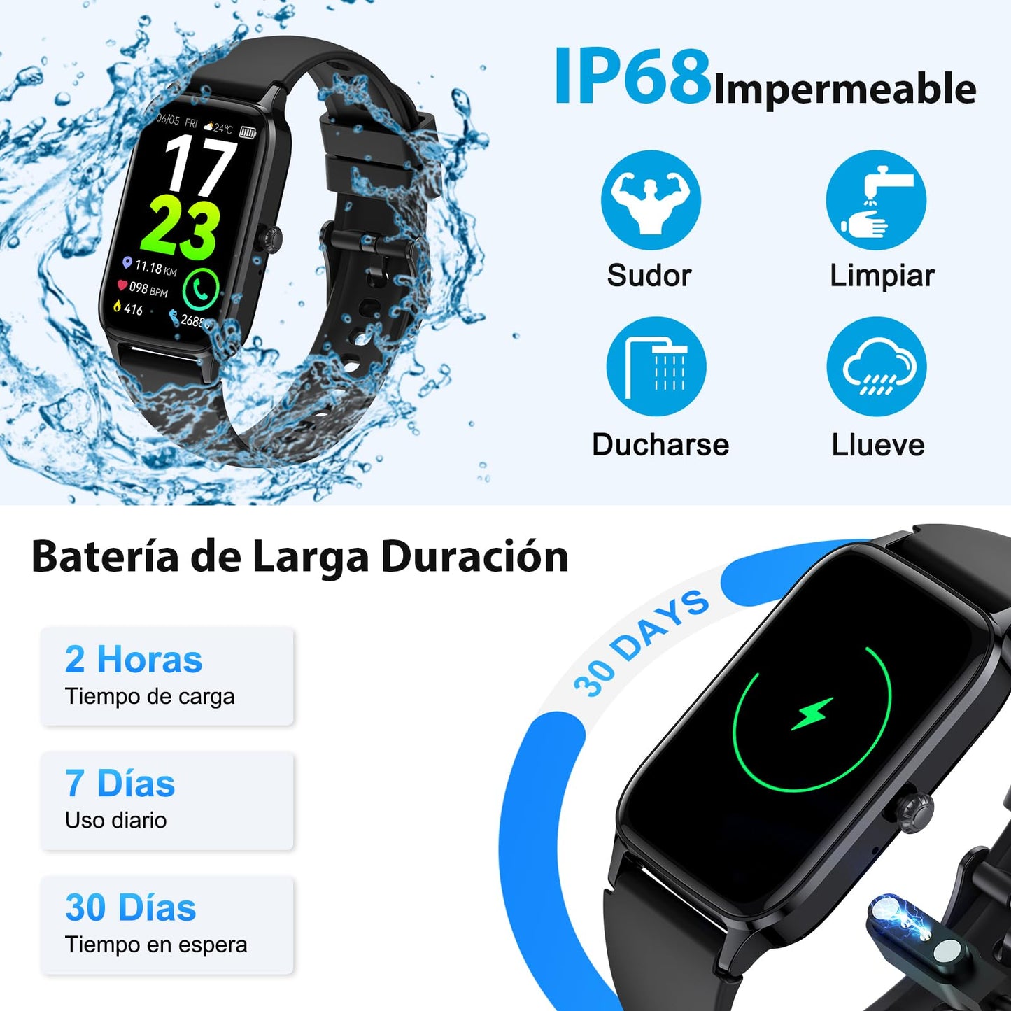 Reloj Inteligente Hombre Mujer con Llamadas, 1.57" HD Smartwatch con 112+ Modos Deportivo Pulsera Actividad, Podómetro/Pulsómetro/SpO2/Monitor de Sueño, IP68 Impermeable Smart Watch para Android iOS