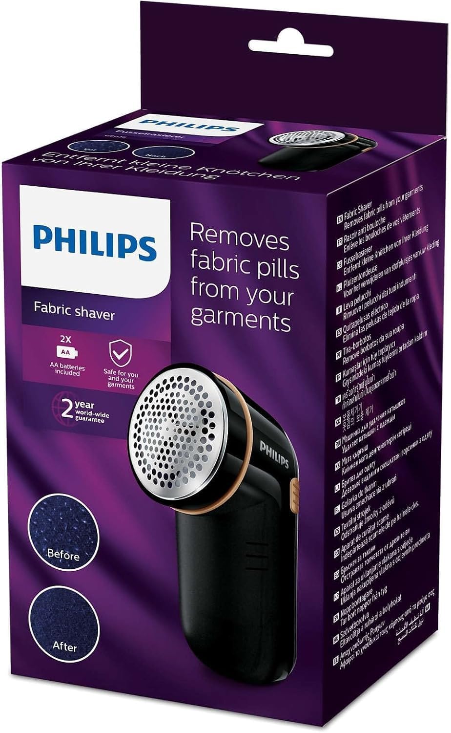 Philips GC026/80 Quitapelusas, Negro Y Dorado