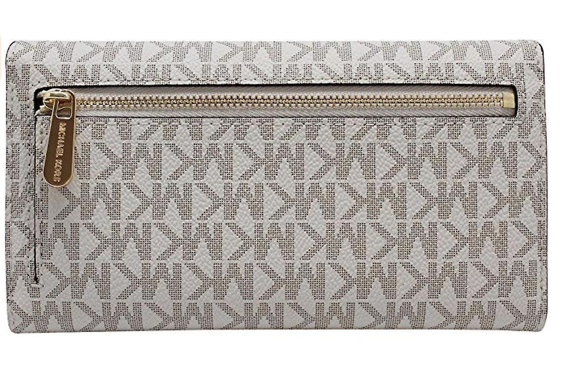 Michael Kors Jet Set Travel Large Trifold Leather Wallet (Vanilla)