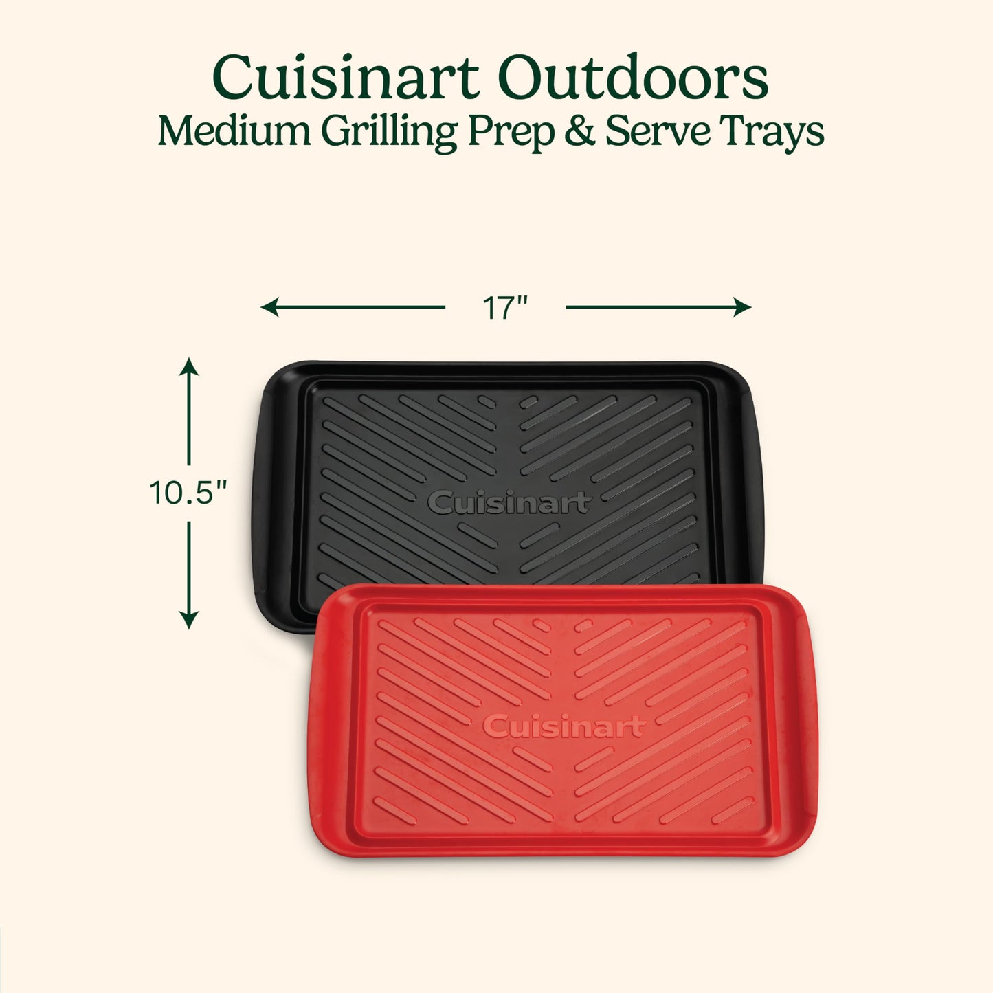 Cuisinart CPK-200 Grilling Prep and Serve Trays, Black and Red Large 17 x 10. 5