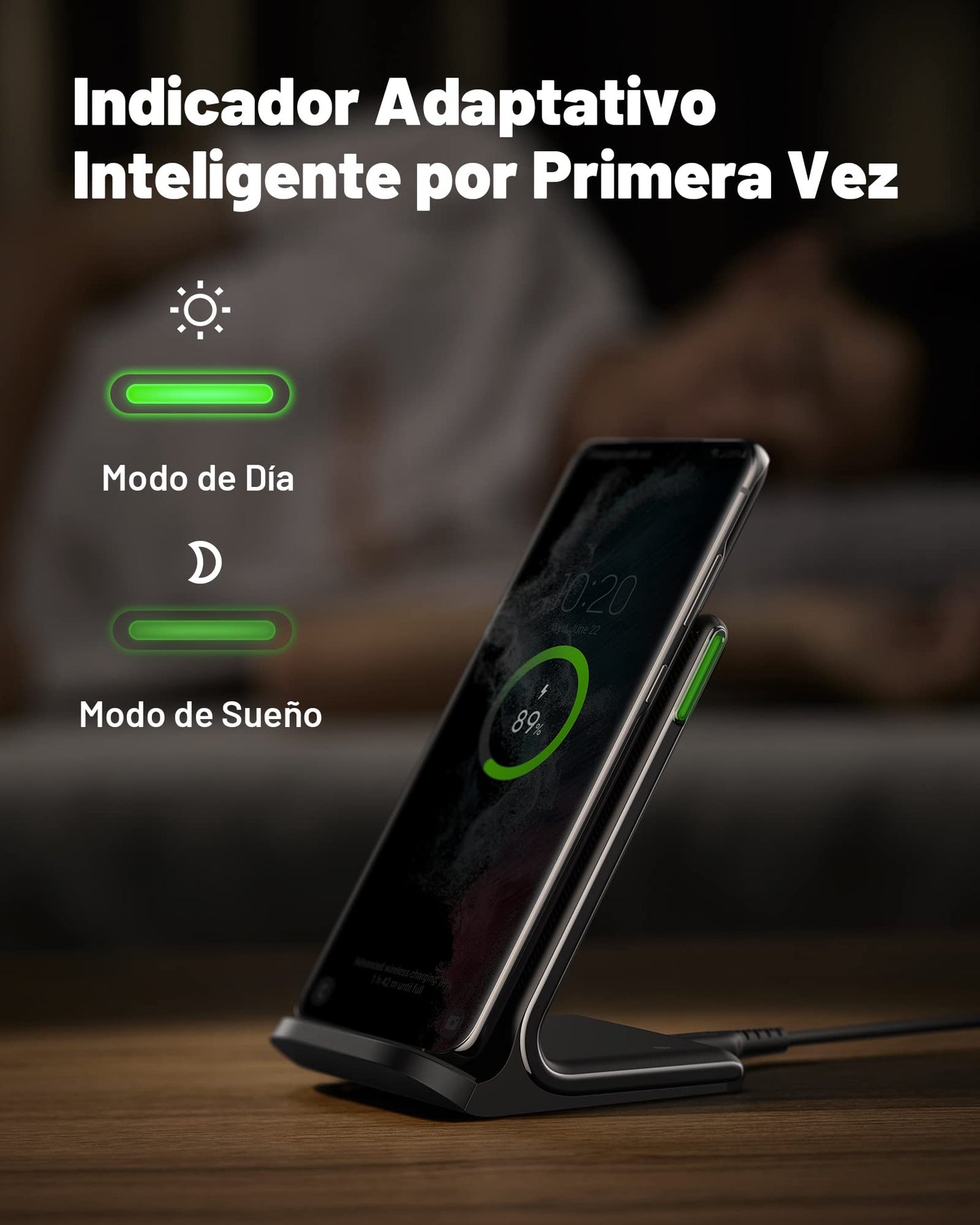 INIU Cargador Inalámbrico Rápido Stand, 15W Certificación Qi Wireless Charger Estación Phone Fast Charge Holder para iPhone 16 15 14 13 12 11 Pro MAX Plus Samsung Galaxy Google Pixel Xiaomi etc