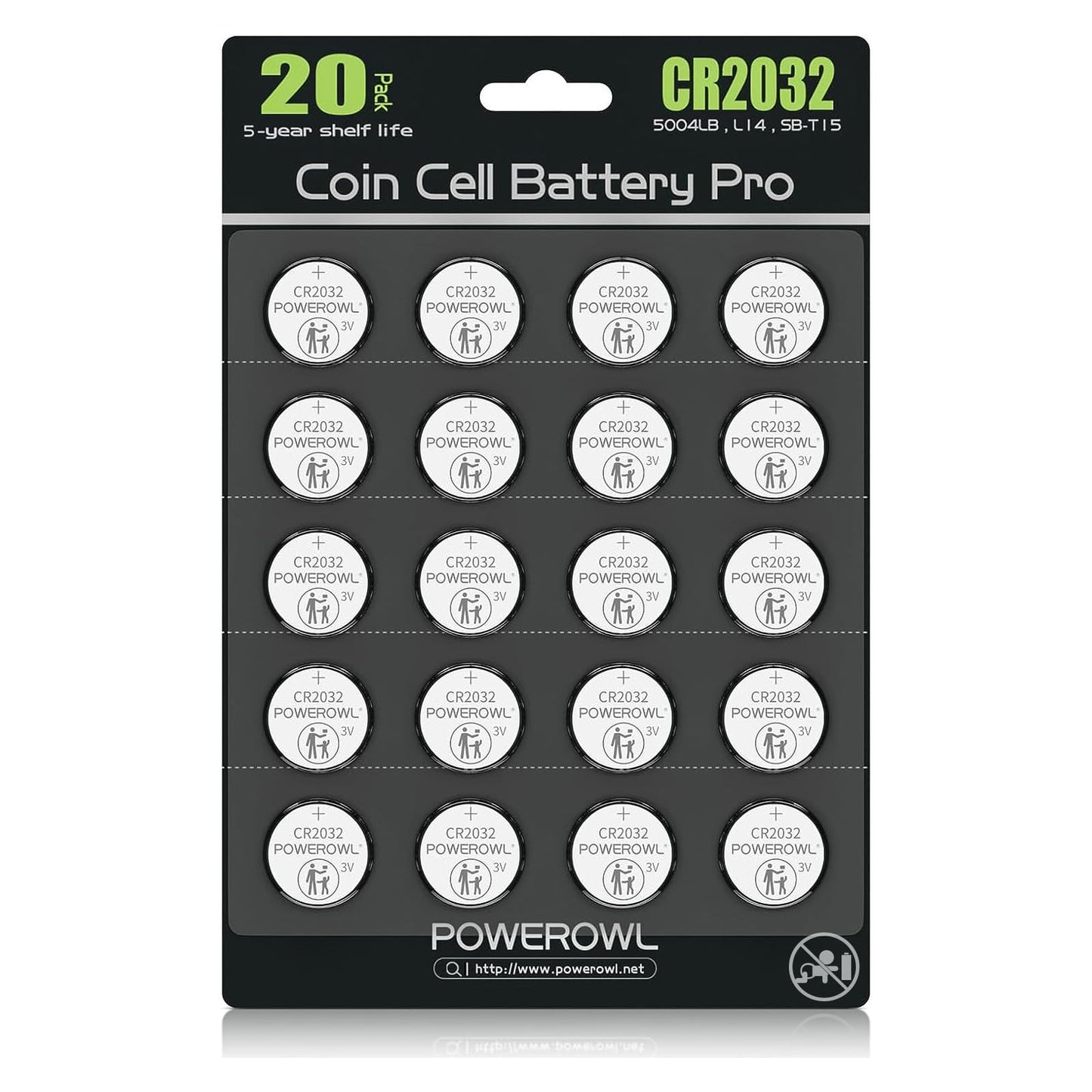 CR2032, POWEROWL 20X Pilas Botón CR2032 de Litio de 3V, DL2032/ KCR2032 / BR2032 / ECR2032 Baterías para Dispositivos Electrónicos