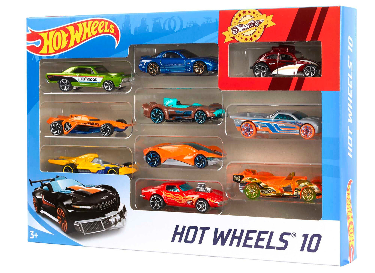 Hot Wheels Pack de 10 Vehiculos, Coches de Juguete (Modelos Variados) (Mattel 54886)