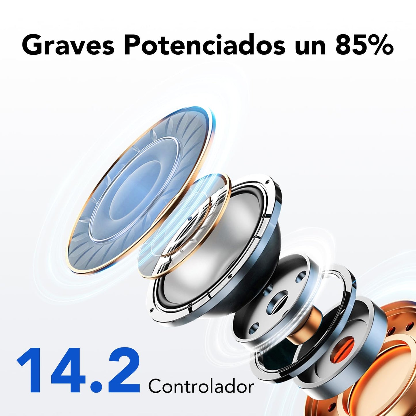 Auriculares Inalámbricos Bluetooth, Auriculares Bluetooth 5.3, 4 Mic con Reducción de Ruido ENC, 50H con Graves, Cascos Inalambricos Bluetooth IP7 Impermeable, Carga Rápida USB-C, Ajuste Cómodo