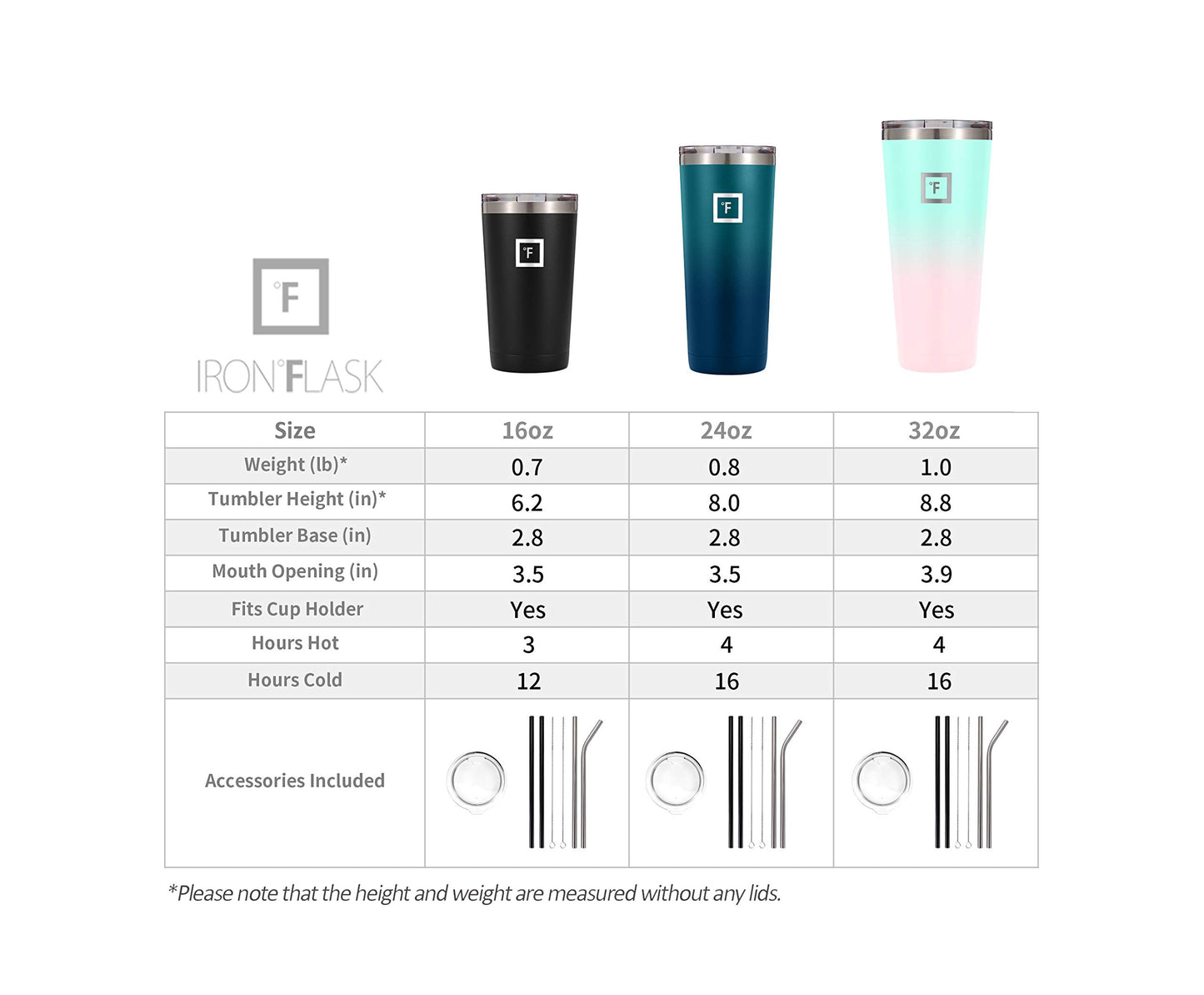 IRON °FLASK Classic Tumbler - 24 Oz BPA-Free Leak-Proof Drinking Cup, Vacuum Insulated Stainless Steel Water Bottle, Double-Walled Thermo Travel Mug for Hot & Cold Beverages, Car Cup Holder Compatible