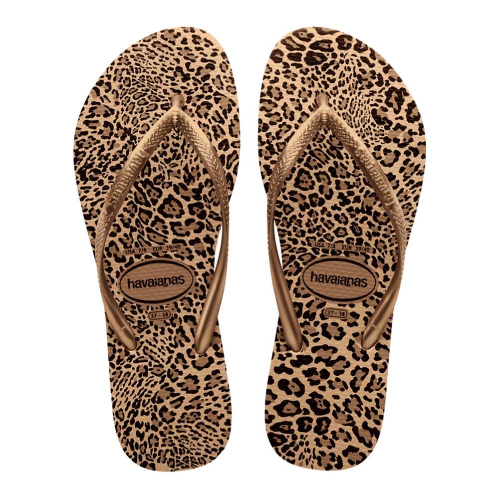 Havaianas Slim Animals, Sandalias Mujer, Sand Grey/Golden, 33/34