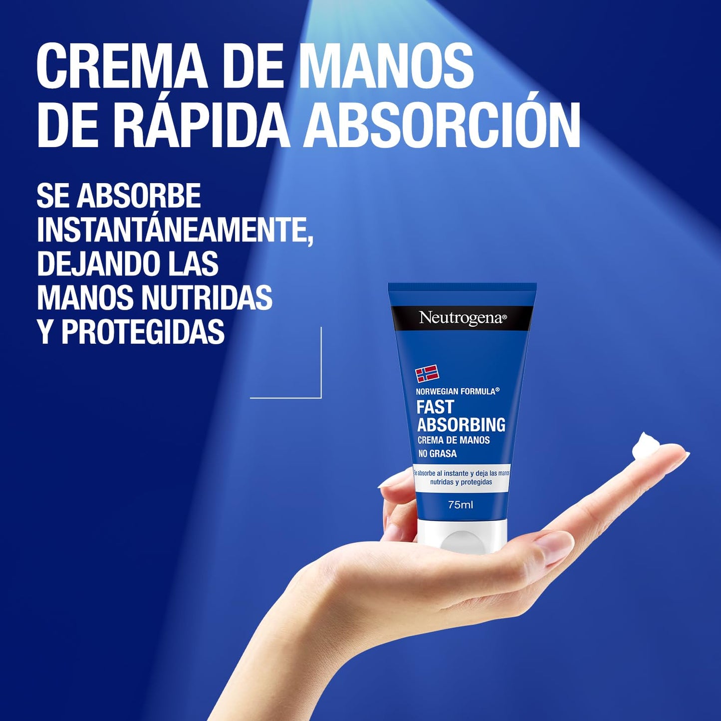 Neutrogena Fórmula Noruega Fast Absorbing (pack de 2 x 75 ml) crema de manos reparadora no grasa con glicerina y vitamina E, crema para manos agrietadas y secas de rápida absorción