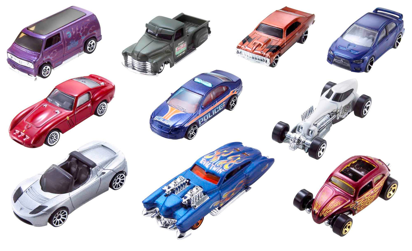 Hot Wheels Pack de 10 Vehiculos, Coches de Juguete (Modelos Variados) (Mattel 54886)