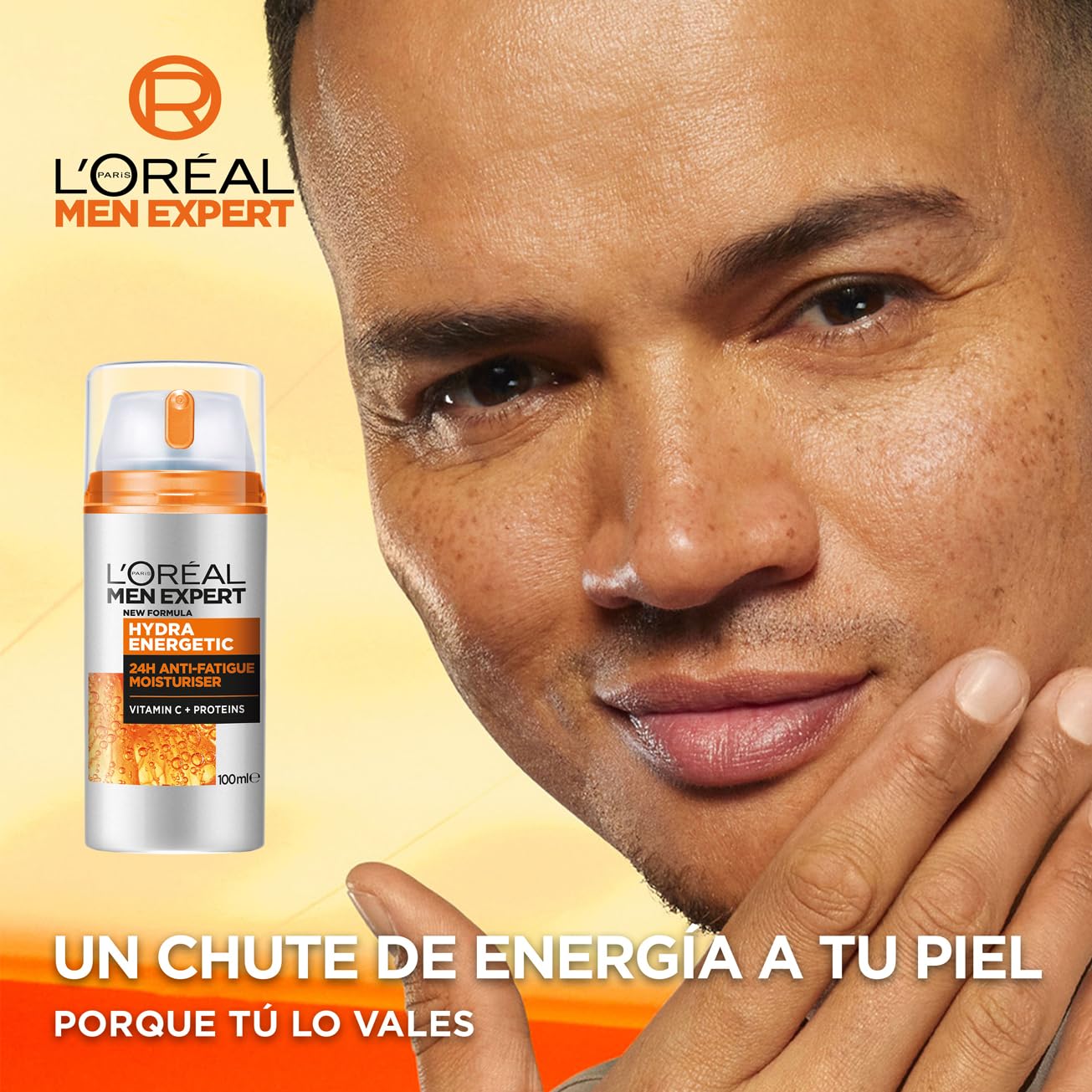 L'Oréal Men Expert Crema Hidratante Anti-Fatiga 24h Hydra Energetic para Hombres, Crema Facial de Uso Diario, Aporta Energía, Formato 100 ml