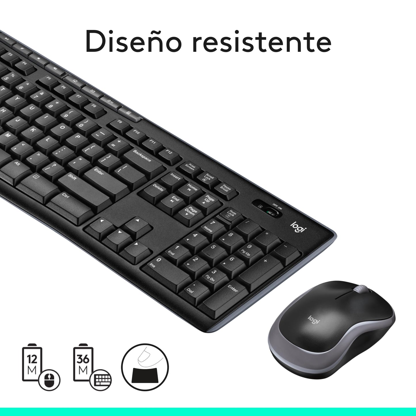 Logitech MK270 Combo Teclado y Ratón Inalámbrico para Windows, 2,4GHz Inalámbrico, Ratón Compacto, 8 teclas multimedia y de acceso directo, 2 años de batería, PC, PC Portátil, QWERTY Español - Negro