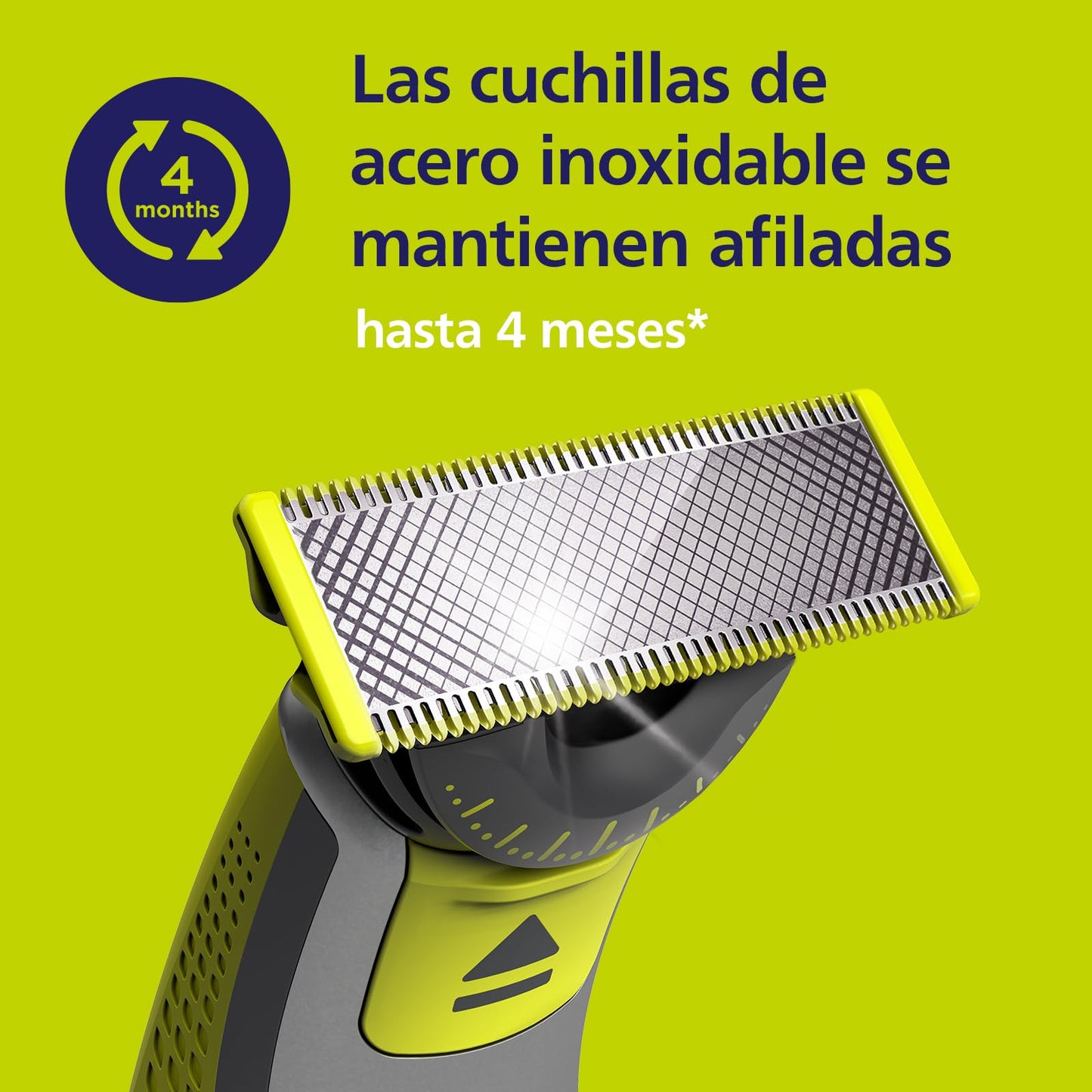 La auténtica Philips QP440/50 OneBlade 360 Cuchillas de Repuesto, para Recortador de Barba y Maquina de afeitar Hombre, Compatible con todos los Philips OneBlade, Pack de 4 unidades