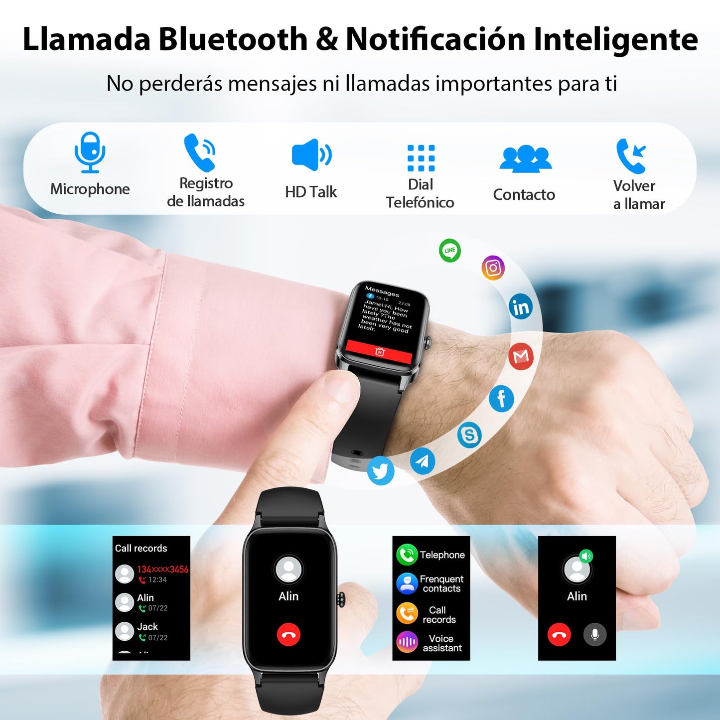 Reloj Inteligente Hombre Mujer con Llamadas, 1.57" HD Smartwatch con 112+ Modos Deportivo Pulsera Actividad, Podómetro/Pulsómetro/SpO2/Monitor de Sueño, IP68 Impermeable Smart Watch para Android iOS