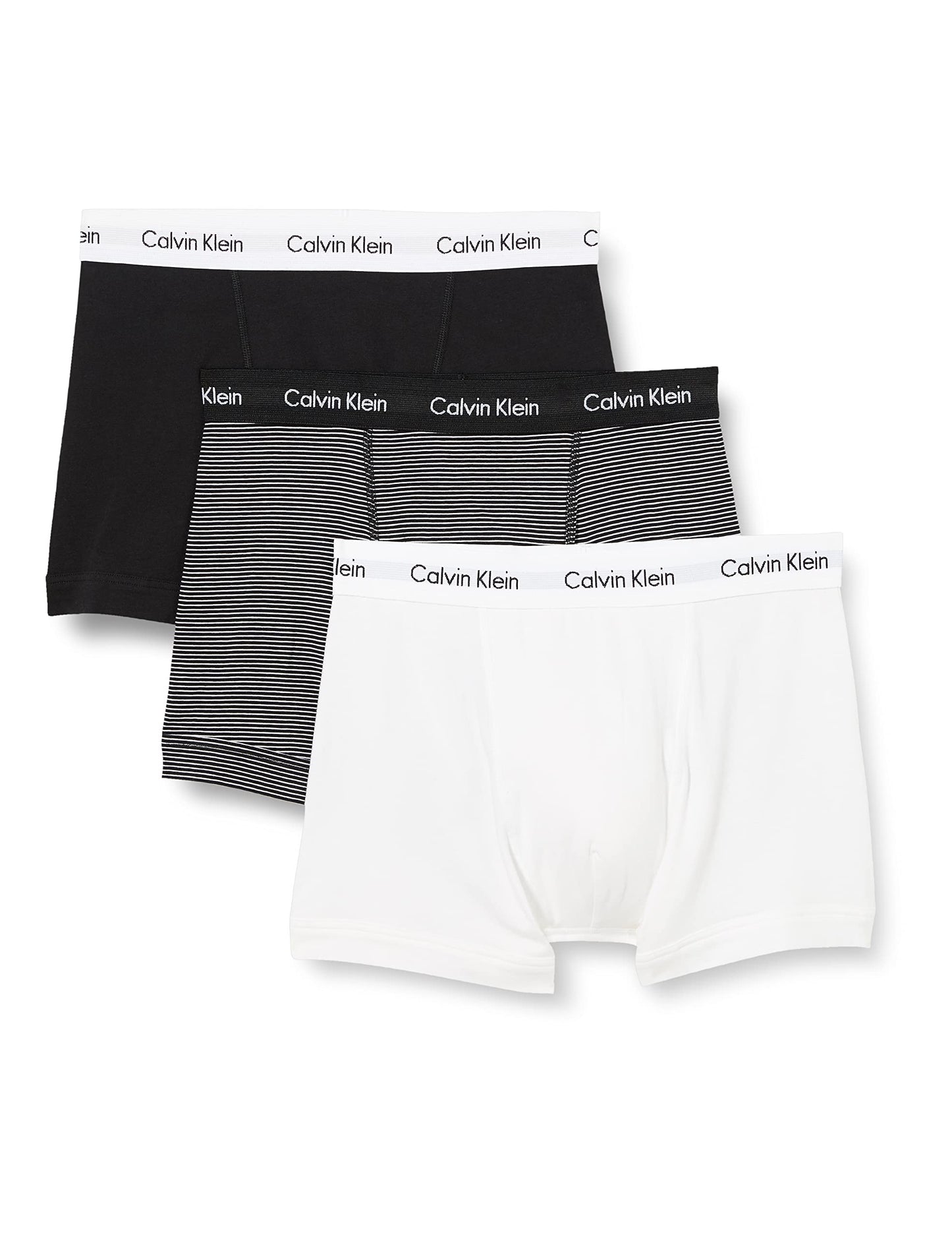 Calvin Klein Trunk 3pk Boxer, Multicolor (White/ B&w Stripe/ Black), M Hombre