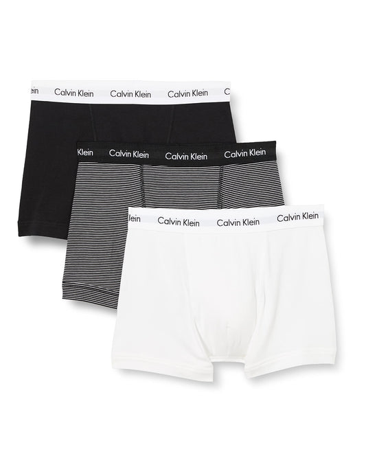 Calvin Klein Trunk 3pk Boxer, Multicolor (White/ B&w Stripe/ Black), M Hombre